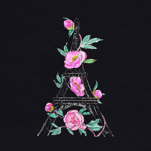 Eiffel Tower and peony by colorandcolor